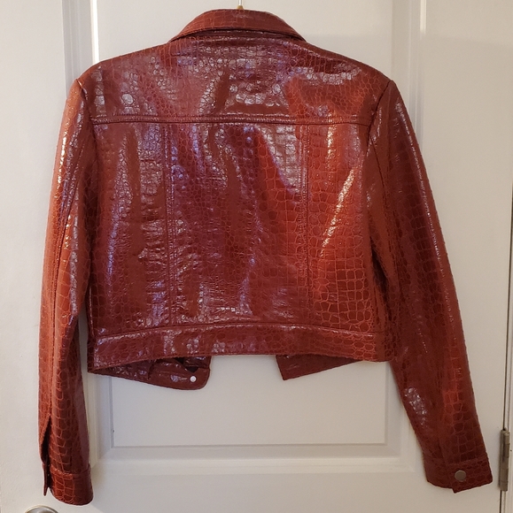 Red Snakeskin Vegan Leather Jacket - Picture 4 of 5